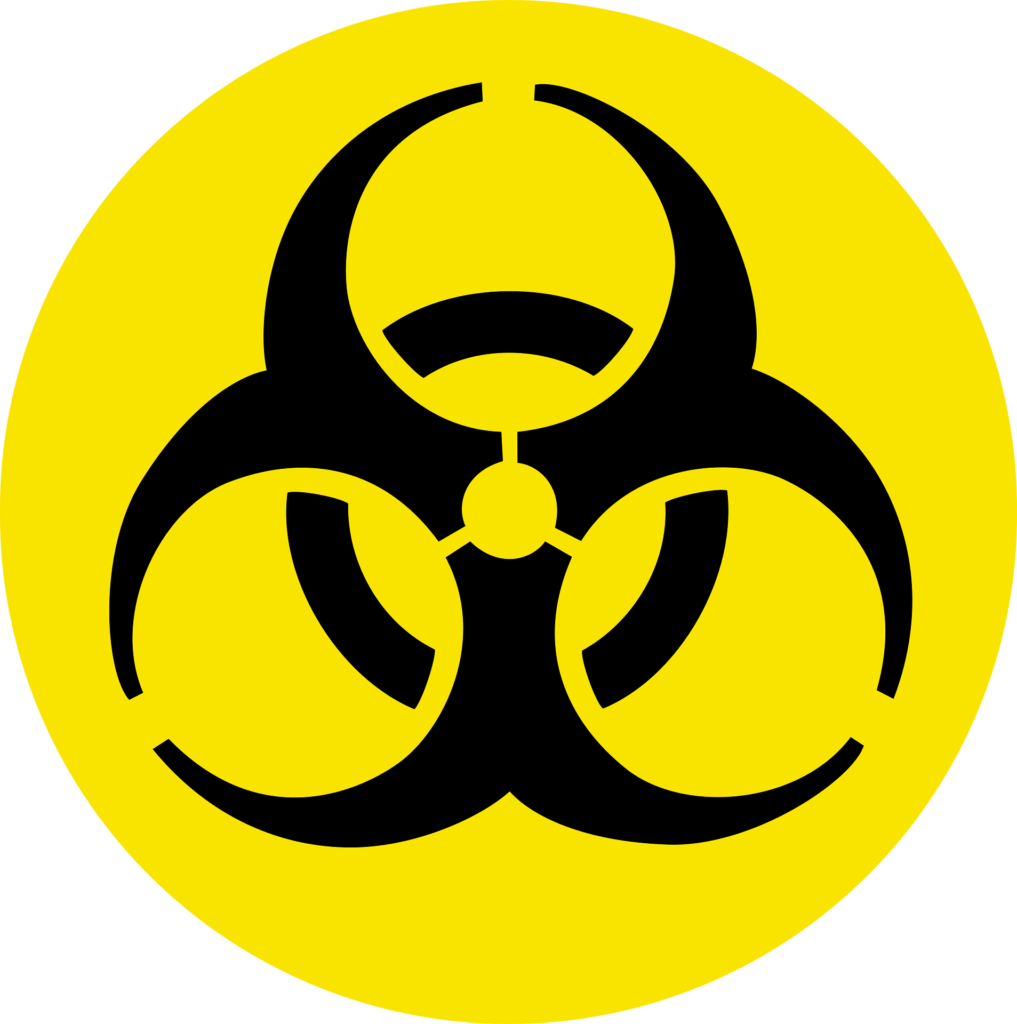 Dans un cercle jaune , un symbole noir représente la toxicité du cadmium. Ce symbole illustre un article de Maud Guillemet, Naturopathe à Besançon, sur les risques associés à la contamination au cadmium.