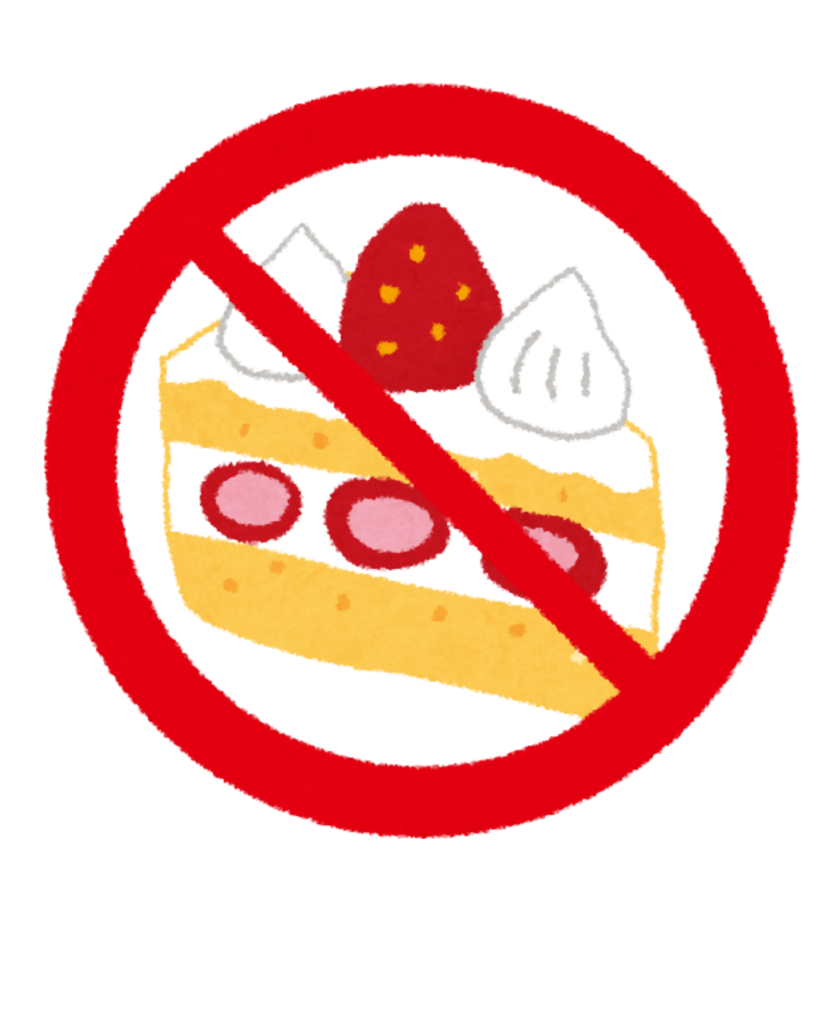 Dessin d'une part de fraisier dans un cercle barré de couleur rouge. Il illustre un article  de conseils pour une bonne digestion, écrit par Maud Guillemet Naturopathe à Besançon.