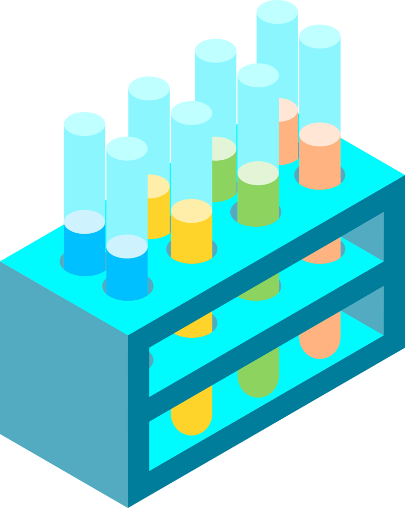 Dessin de tubes à essai, illustrant la possibilité de faire des analyses de nos taux de cadmium, dans un article de Maud Guillemet (naturopathe à Besançon).