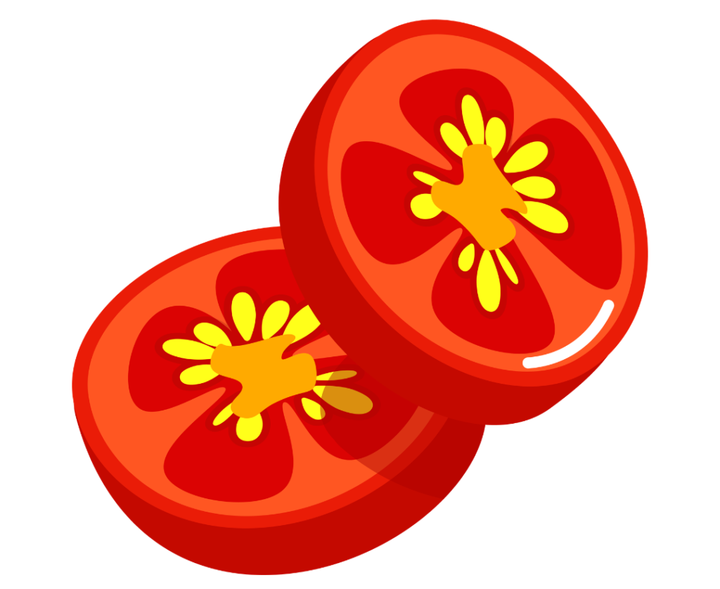 Dessin de deux tranches de tomate pour illustrer un article sur les lectines, écrit par Maud Guillemet, naturopathe à Besançon.
