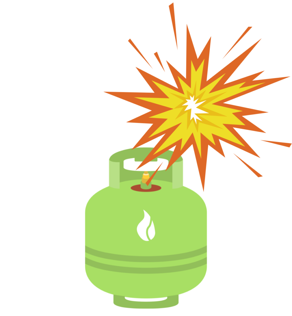Image d'une bouteille de gaz qui explose. Elle illustre une métaphore du rôle du stress dans les troubles digestifs. 