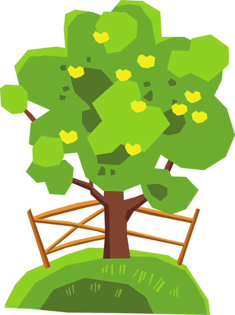 Dessin d'un arbre au feuillage dense et aux fruits jaunes pour illustrer l'agriculture biologique, dans un article de Maud Guillemet (naturopathe), sur le cadmium. 