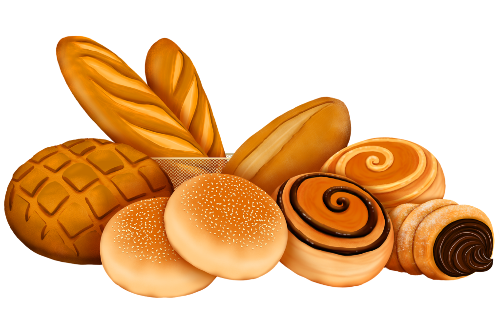 Dessin représentant du pain et des viennoiseries, illustrant un article de Maud Guillemet (naturopathe Besançon), sur le cadmium.
