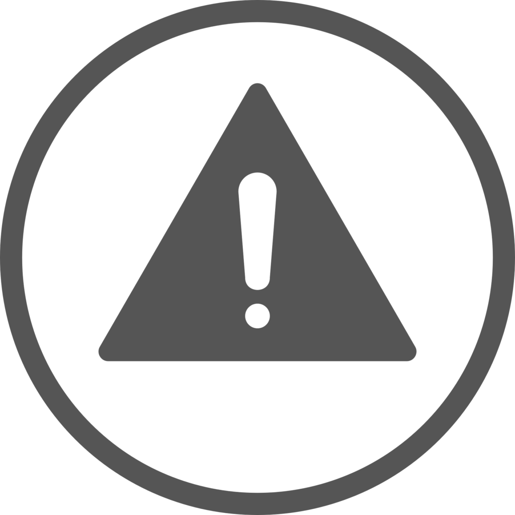 Dessin d'un point d’exclamation dans un triangle, lui même contenu dans un cercle. Cette image illustre l'attention particulière aux recommandation nécessaires à la bonne réalisation du test respiratoire au SIBO. 